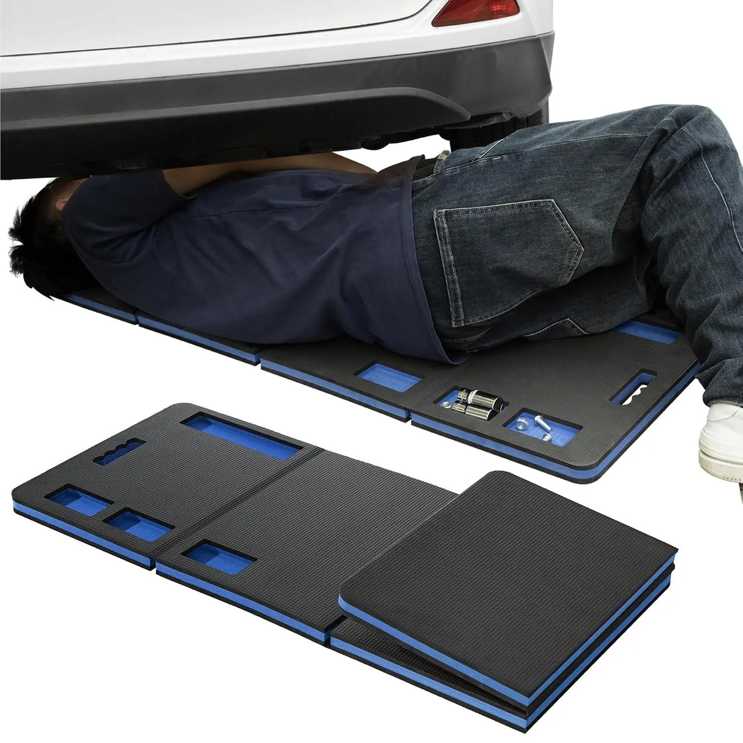 Mechanics Mat - Memory Foam Kneeling Pad - Made from Thick EVA Material - Lightweight, Portable and Foldable - Multiple Uses - 120cm x 40cm x 3cm (47.2" x 15.8" x 1.2")
