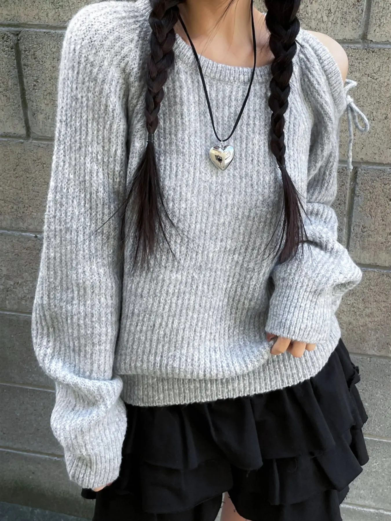 New Fashion Korean Style Round Neck Long Sleeve Solid Color Women's Knit Sweater, Loose Fit Casual Pullover, Fall & Winter Wear