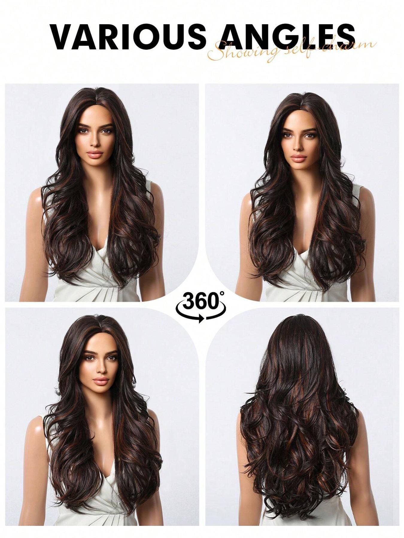 26 Inch Long Body Wavy Wigs for Women, Gorgeous Fluffy without Bangs, Synthetic Heat Resistant Wigs for Party, Daily Use, Natural Looking Wigs