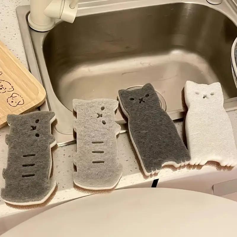 Cute Cat Sponge Set for Kitchen, Thick and Durable Dishwashing & Cleaning Tools, Dish Sponges, Ideal for Home Use, Enhance Your Cooking Experience, Kitchen Cleaning Supplies