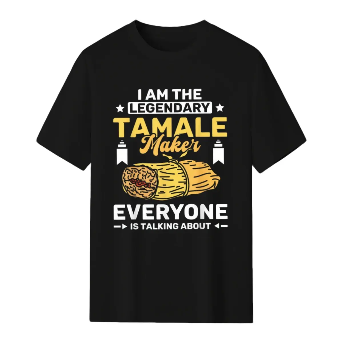 Women's 100% Cotton Short-Sleeve Round Neck Tee - Casual, Comfortable, Well-Fit Tropical-Inspired Custom-Printed "I Am the Legendary Tamale Maker" Beach Garment, Breathable Fabric Top for Women's T-Sh