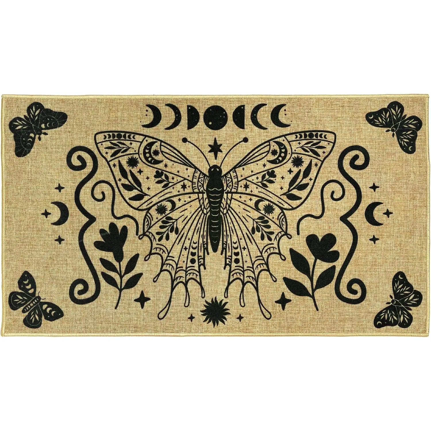 Butterfly Doormat  Gothic Witchy Rug Goth Celestial Welcome Door Mat | Mysterious Butterfly Rug, Gothic Front Door Mat, Moon  Moth Doormat Outdoor Entrance, Non Slip Floor Mat Porch Outside