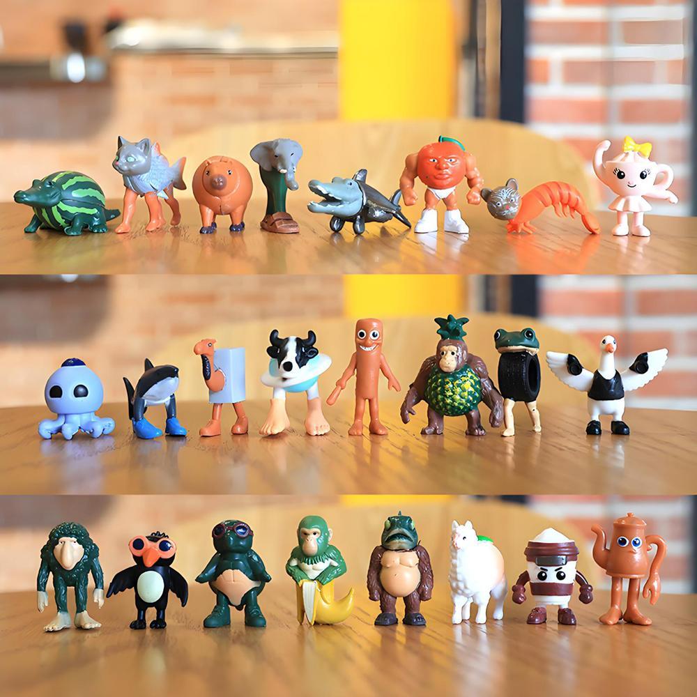 24pcs/set Italian Brainrot Tung Tung Sahur Shark Tralalero Tralala Action Figures Bombardiro Crocodilo Shimpanzini Bananini Toy