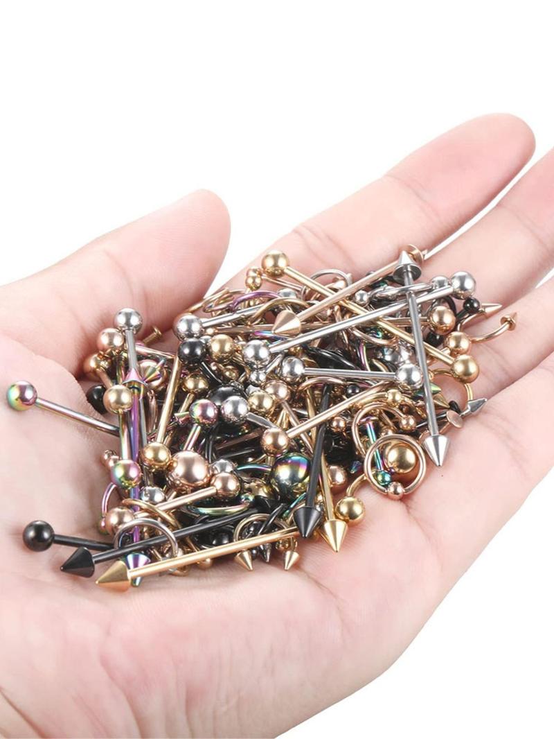 Mixed Color Nose Rings, Belly Rings, Earrings, Lip Rings, Tongue Ring, Body Piercing Jewelry, Punk Style Fashion Accessories for Men & Women