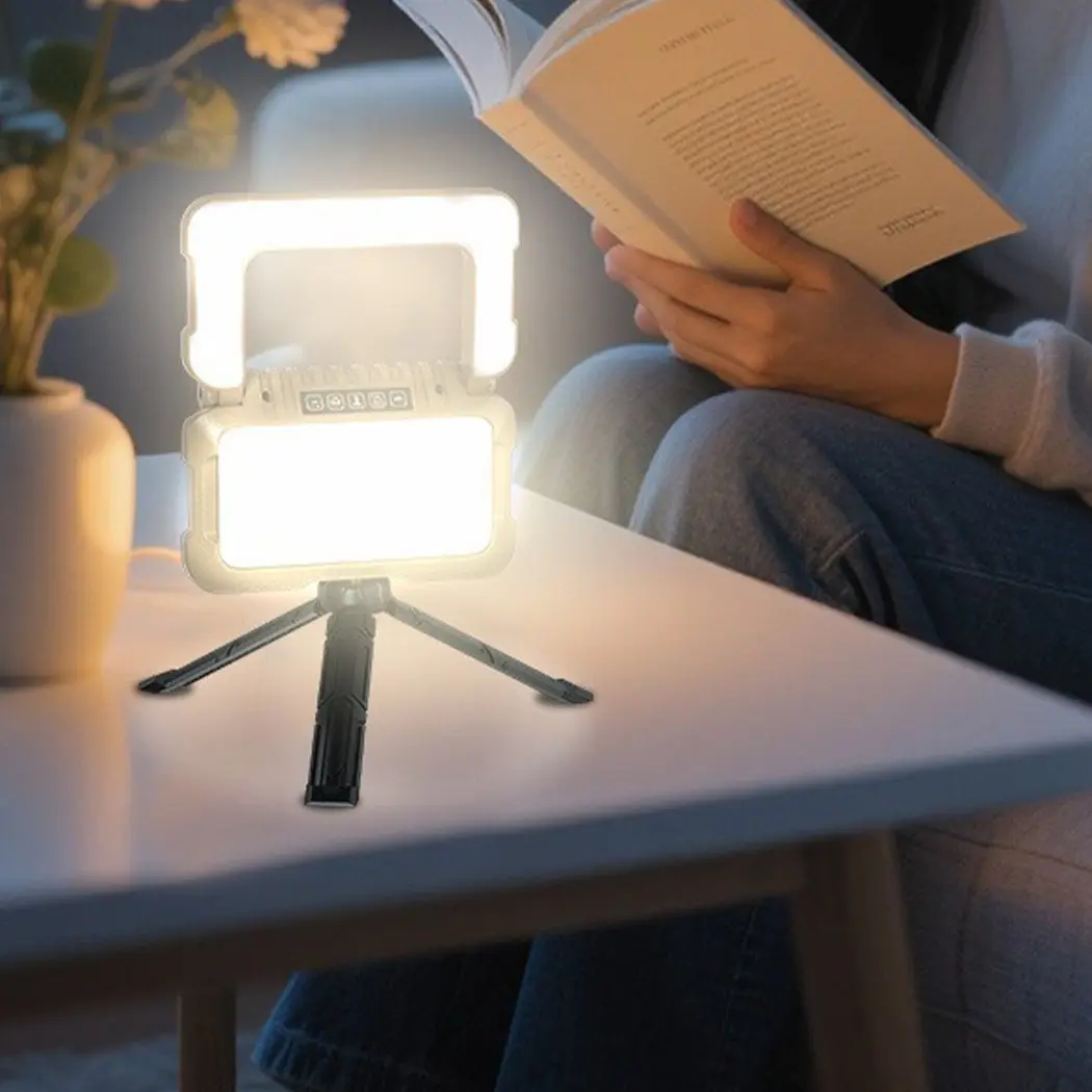 Rechargeable Flashlight with Dual Light Sources, 4000mah Battery Capacity, Adjustable Stand & Foldable Handle, Multiple Lighting Modes