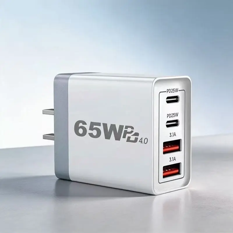 Pd65w Multi-Port Fast Charger Adapter, 2 PD 2 USB Charging Head, Compatible with Apple Samsung Huawei Phones, Quick Charge Adapter