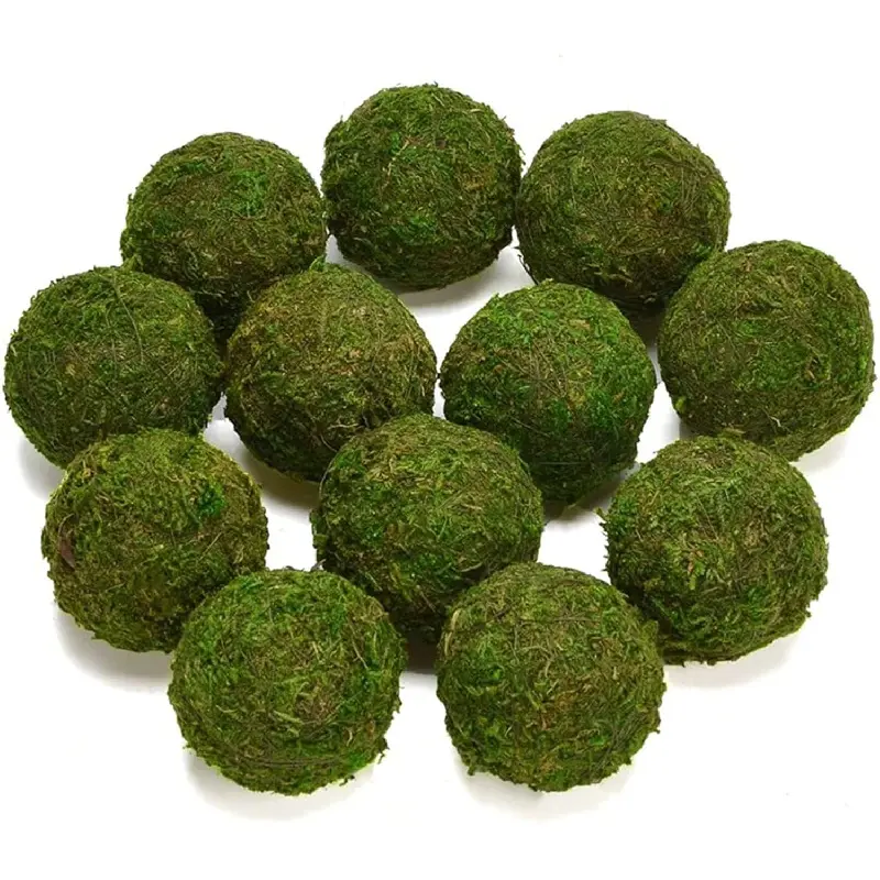 Handmade Greenery Moss Balls, 6-Piece 3.5 in Decorative Spheres, Bowl Fillers & Table Centerpieces for Natural Strength Training Space Decor