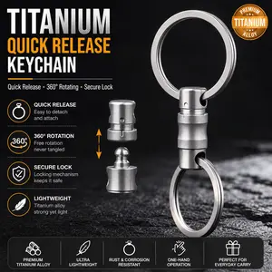Titanium alloy quick-release keychain, 360° rotating anti-tangle, detachable key ring connector, anti-loss EDC key holder, lightweight and durable car key chain, outdoor use key chain.