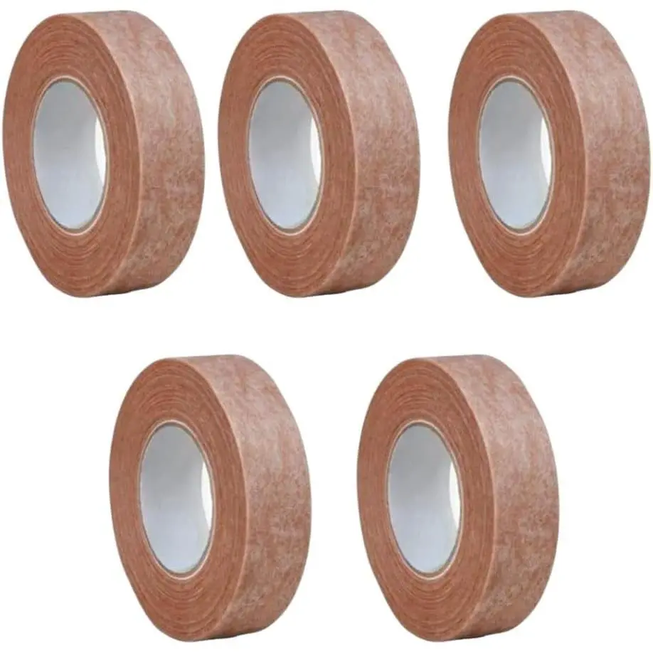 Breathable Tan Micropore Surgical Athletic Tape, 1.25 cm Width, 5-Roll Pack for Sports, Outdoor Activities, Breathable Sports Tape