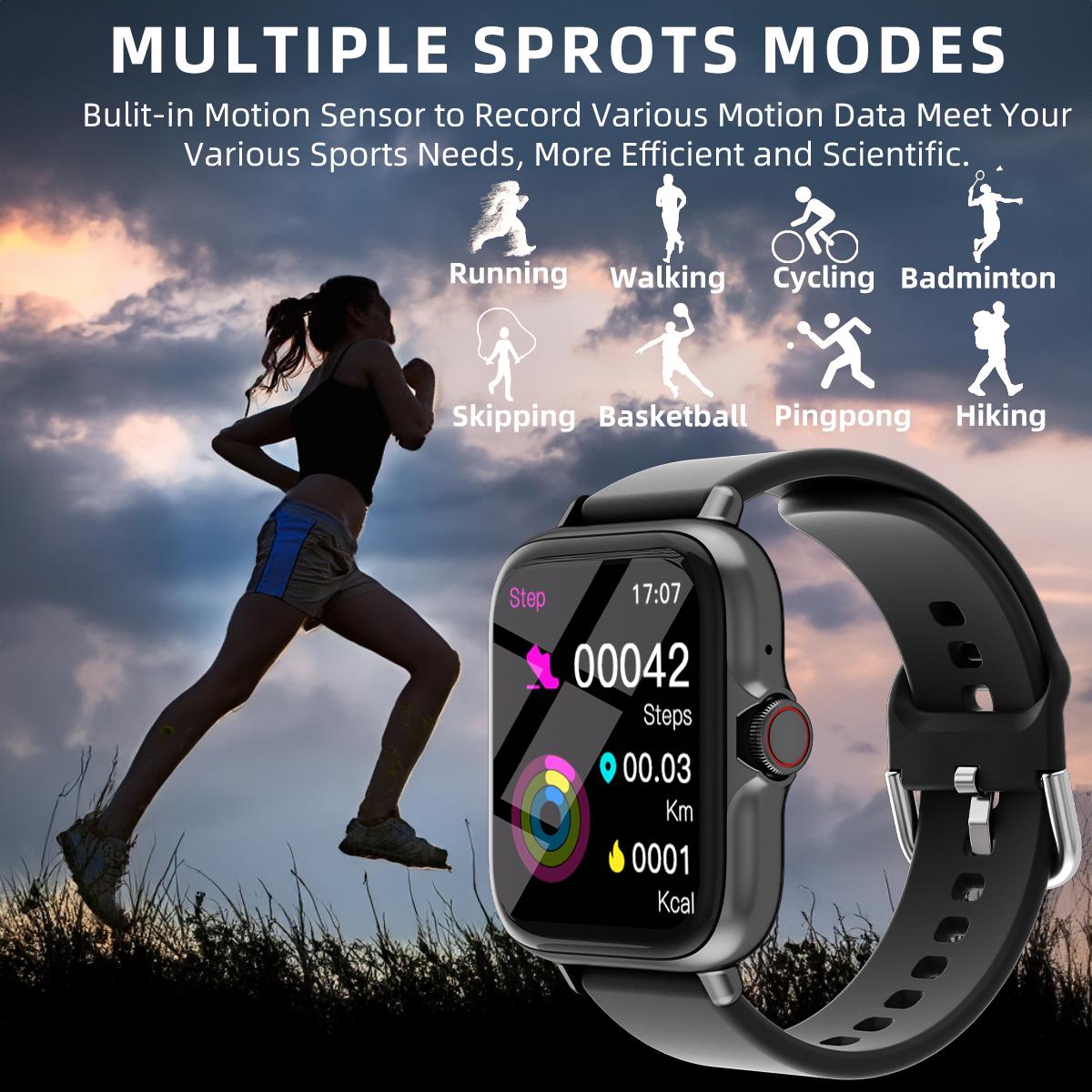 1.83'' Waterproof Smart Watch with Message Answer Call Sleep Monitoring Sports Pedometer Information Alerts For iPhone Android digital fashion budget 2026 health wireless smartwatch fitness tracker every day multifunctional Touch Screen Sports Watch Kit