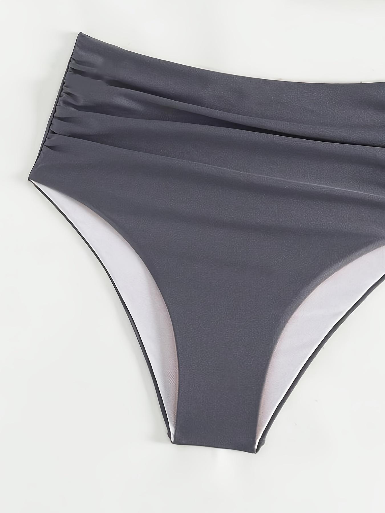 Ladies' pure-colored asymmetric-neck sleeveless pleated slim-fitting split swimsuit, Solid Ruched Swim Suits, with a shiny fabric that shines like stars, 2026 new, suitable for vacation, hot spring tourism, and gatherings, high-waisted