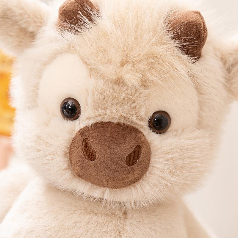 Wholesale Cuddly Plush Toys Cattle High Quality Fluffy Sitting Pose Doll Warm Cozy Children Companion Xmas Gift Home Decor Gift