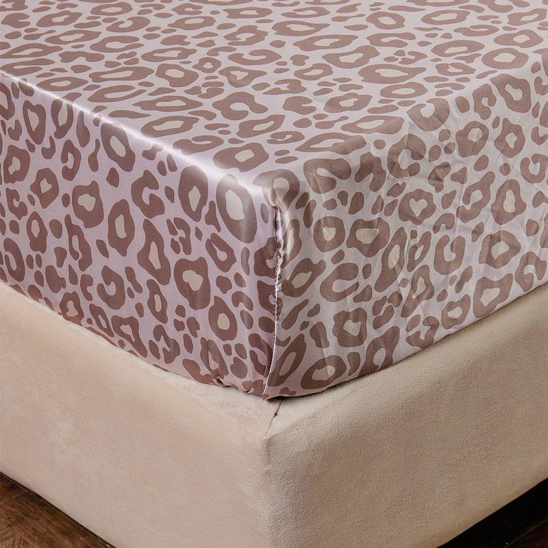 Leopard Print Fitted Sheet & Pillowcase Set, 3 Counts/set Including 1 Count Fitted Sheet & 2 Counts Pillowcase without Filler, Bedding Supplies for Home Bedroom