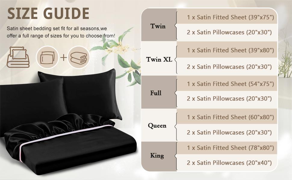3-Piece Set Queen Fitted Sheet & 2 Pillowcase, Black Soft Fitted Bottom Sheet, Wrinkle Free, Fade Resistant, Deep Bed Sheet (Deep Up to 15")
