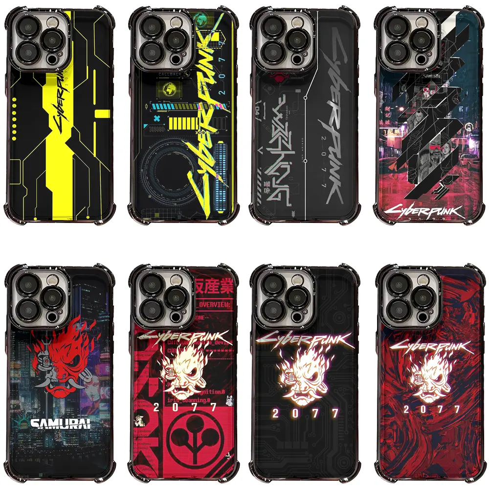 Popular Hot Game Cyberpunk 2077 Night City Neon Street Samurai Oni Mask Red Black Graphic Phone Case for iPhone 17/16/15/14/13/12/11 Pro Max/Pro/Plus & Samsung S23/S24/S25/S26 Ultra/Plus,Minimalist Shockproof Cover Ideal Gift for Cyberpunk Street Style Lo