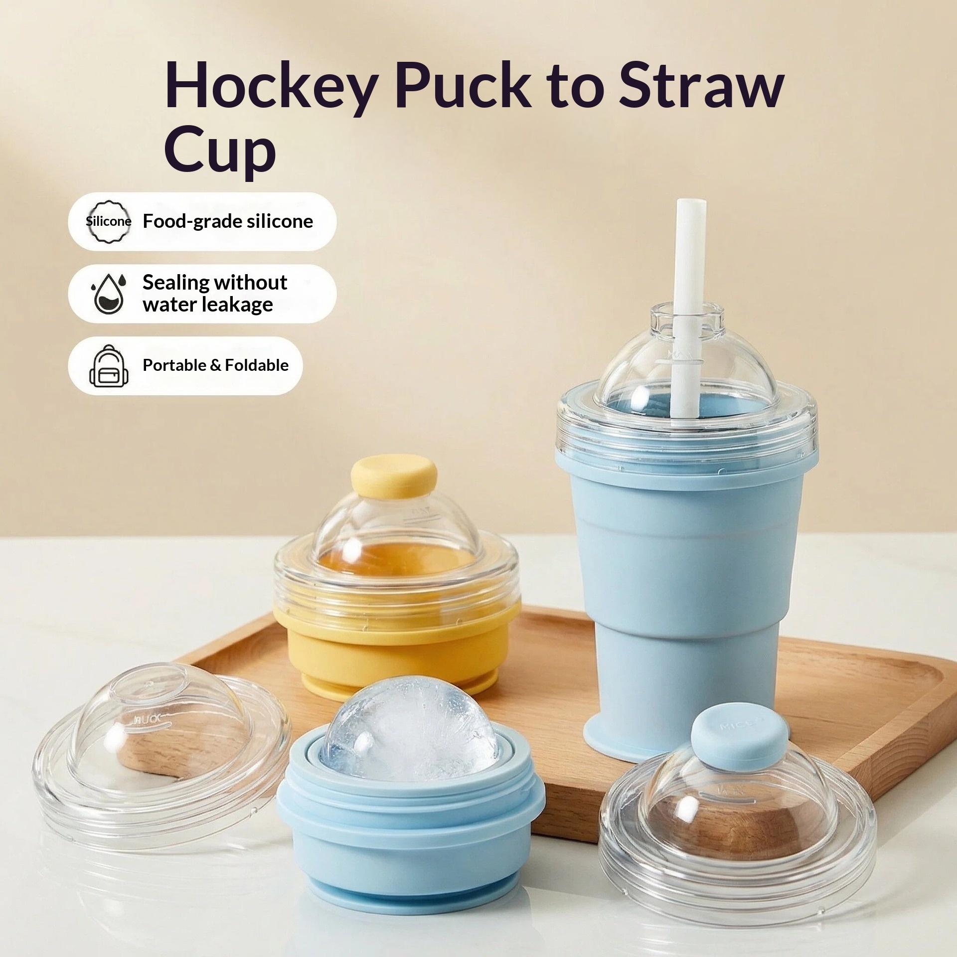 New portable foldable ice ball cup with built-in straw, silicone food-grade ice cup mold, convenient for summer outings