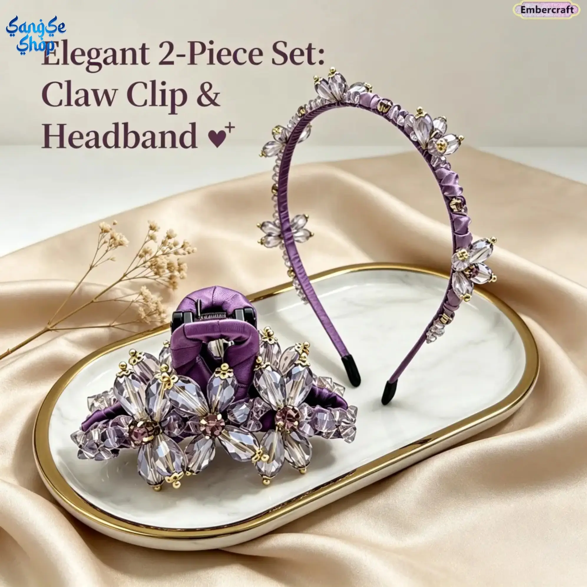 Amethyst Hair Claw Clip for Women, Elegant Crystal Hair Accessory for Half-Up Hairstyles, Trendy Clean Girl & Coquette Style Hair Clip for Daily Wear, Date Nights, Parties & Aesthetic Hairstyles