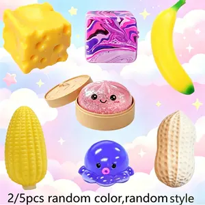 Surprise Blind Box Malt Sugar Stress Relief Fidget Toys, Slow Rebound Squishy, 2 or 5 Pieces, Multiple Styles, Party Gift