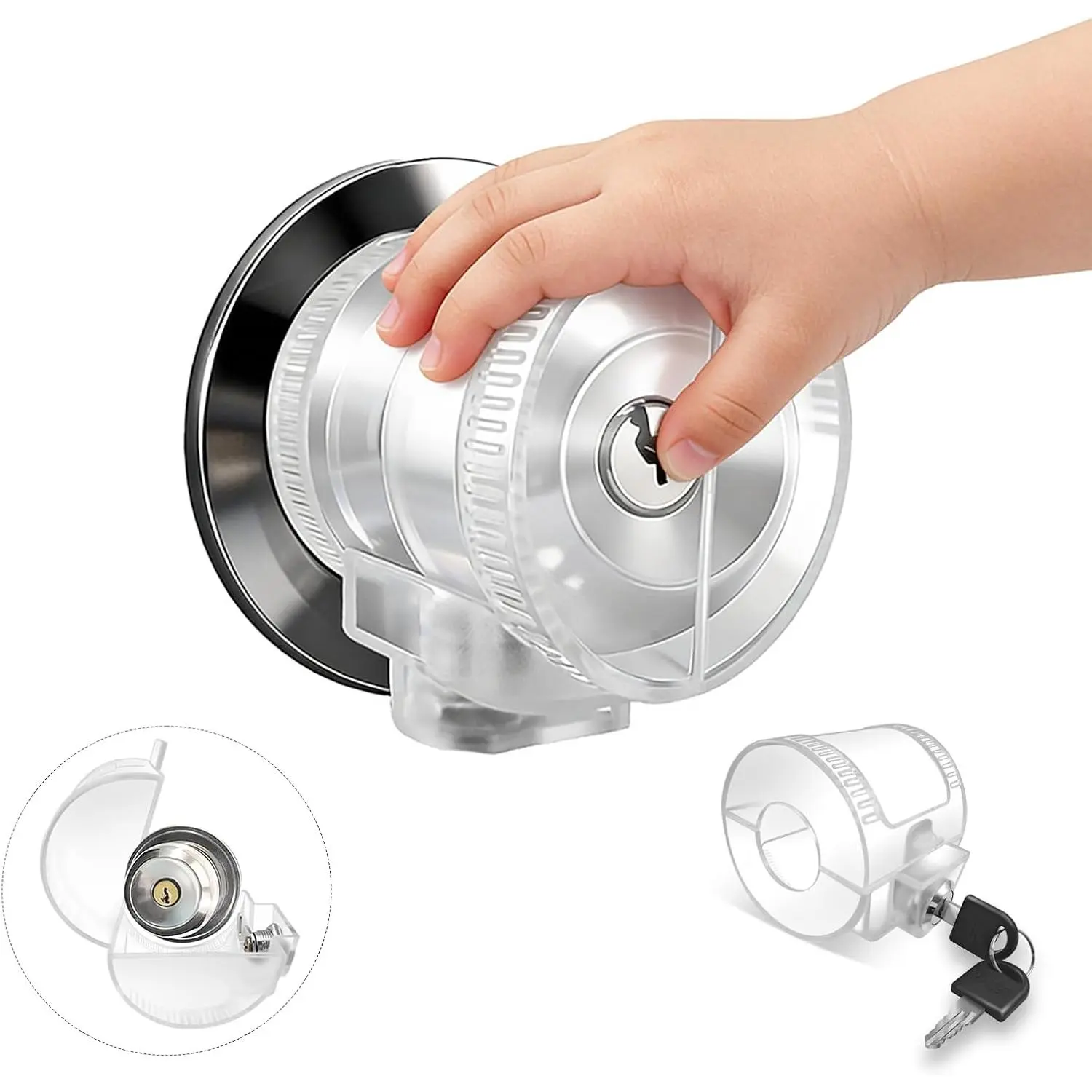 Door Knob Safety Self-locking Cover for Kids, 1 Pack,Prevent Childproof Opening,Easy Install&Use,Child Safety Guards & Locks for Standard Round Knobs