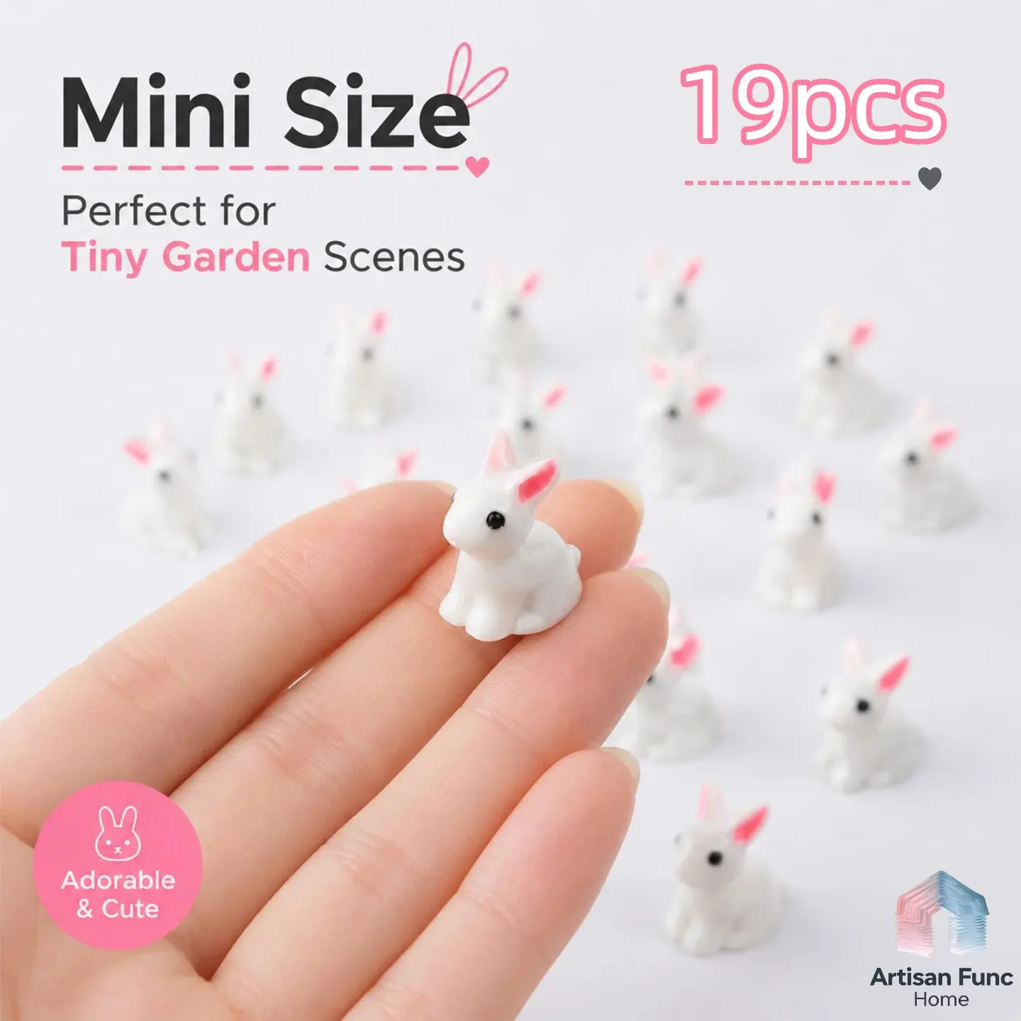 19pcs Resin Cute Rabbit Decorative Ornaments, Adorable Animal Figurines for Home Decoration, Perfect Gift for Kids and Adults