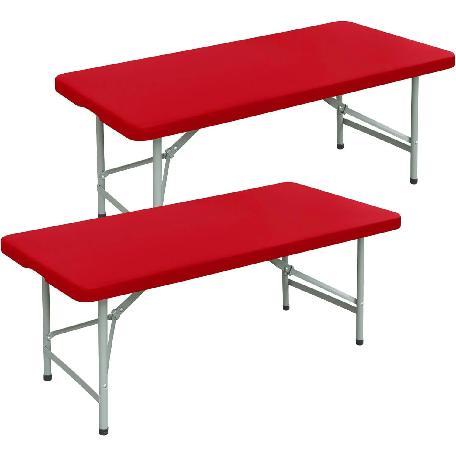 2 Pack Rectangle Fitted Tablecloth 24X48 Inch Stretch Spandex Card Tables Cover Red Washable Table Cloth Elastic Table Topper for Indoor and