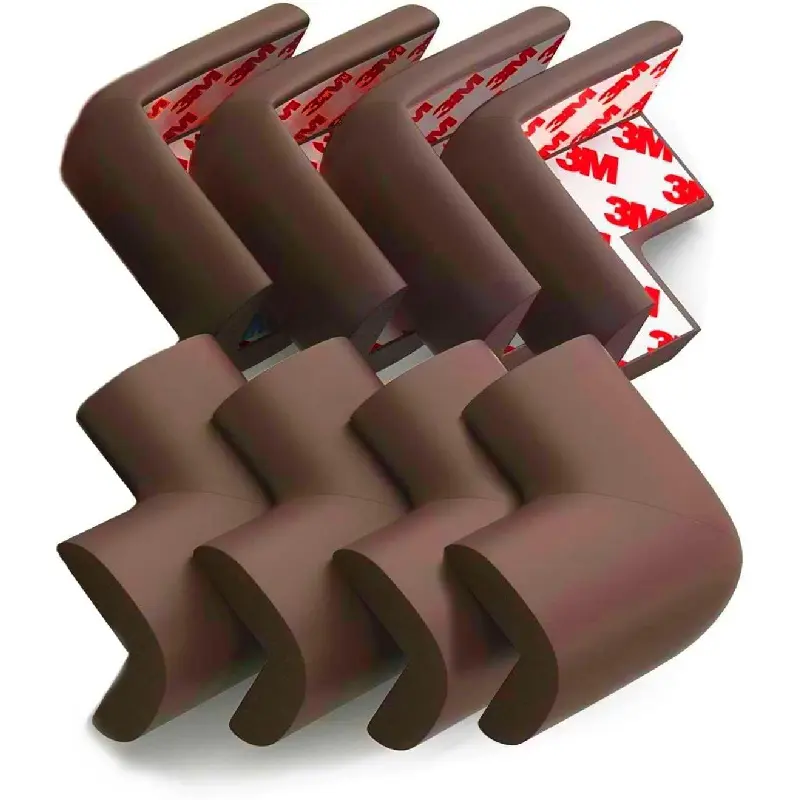 8-Pack Baby Proofing Corner Guards, Soft Rubber Corner Protectors for Furniture, 3M Adhesive Pre-Taped Corner Bumper Guards, Child Proof Safety for Fireplace, Table, Cabinet & Stairs, Brown : Baby
