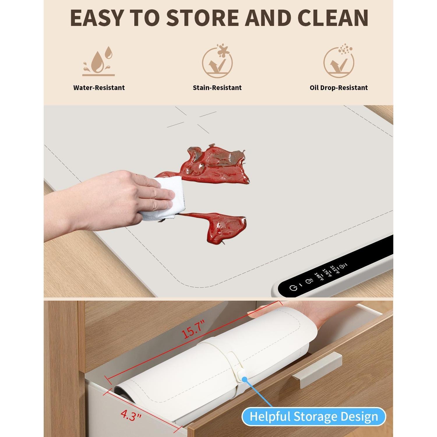 Warming Mat,Electric Warming Tray  Warmer with Adjustable Temperature,Rollable Potable  Heating Mat for ,Versatile Kitchen Gadgets  Essentials for Buffet Party Gathering