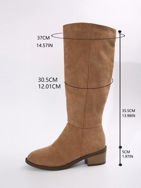 Women's Fashionable Solid Color Zipper Knee Boots, Casual Comfortable Boots for Fall & Winter, Female All-match Trendy Shoes for Daily Wear, Lightweight Boots Women's Fashionable Solid Color Zipper Knee Boots, Casual Comfortable Boots for Fall & Winter, Female All-match Trendy Shoes for Daily Wear, Lightweight Boots