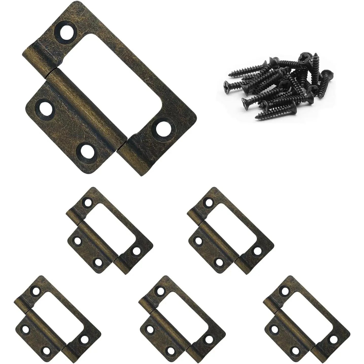 6 Pack Non-Mortise Door Hinges with Screws, 2 x 0.9 Inches Bifold  Cabinet Hinges for Furniture, Windows, Cupboards (Bronze)