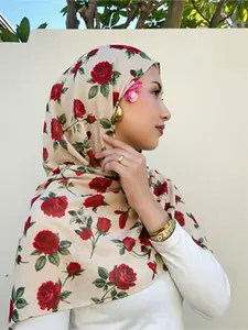 Smooth Bali Fabric Long Scarf Hijab for Women, for muslim, Digital Gradient Print, Breathable Rayon, Soft Material, Comfortable Wear, Suitable for Various Occasions