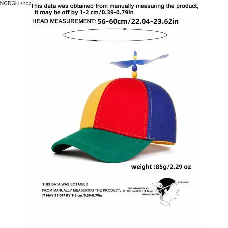 Kids Propeller Hat - Trendy Multicolor Helicopter Cap with Spinning Rotor Blades, Adjustable Breathable Cotton Design, Cool Wind Fun Toy Perfect for Outdoor Play Summer Beach Party & Active Boys Girls Playtime