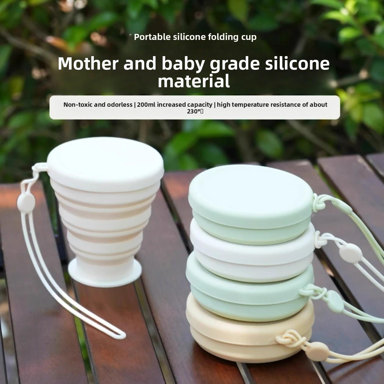 Outdoor portable folding water cup travel mouthwash cup silicone outdoor retractable travel travel portable compressed cup