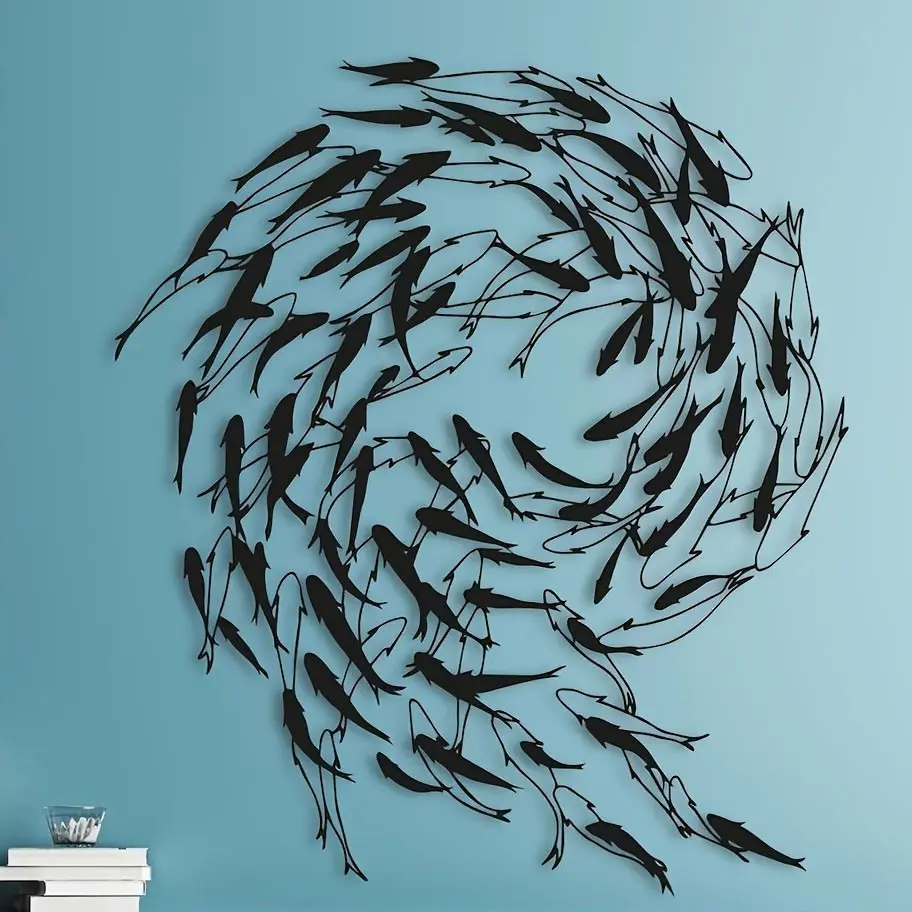 Modern Metal Fish Wall Sculpture, Coastal Home Decor, Earth Day Animal Theme, Elegant Hanging Ornament