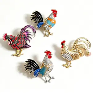 Baroque Luxury Beautiful Rooster Animal Design Brooch for Men Women Jewelry Accessories Wedding Holiday Party Gift