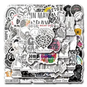 55 Pieces Brain Tumor Awareness Stickers, Waterproof Decals for Car Luggage Water Bottle Phone Case, Creative Graffiti Art