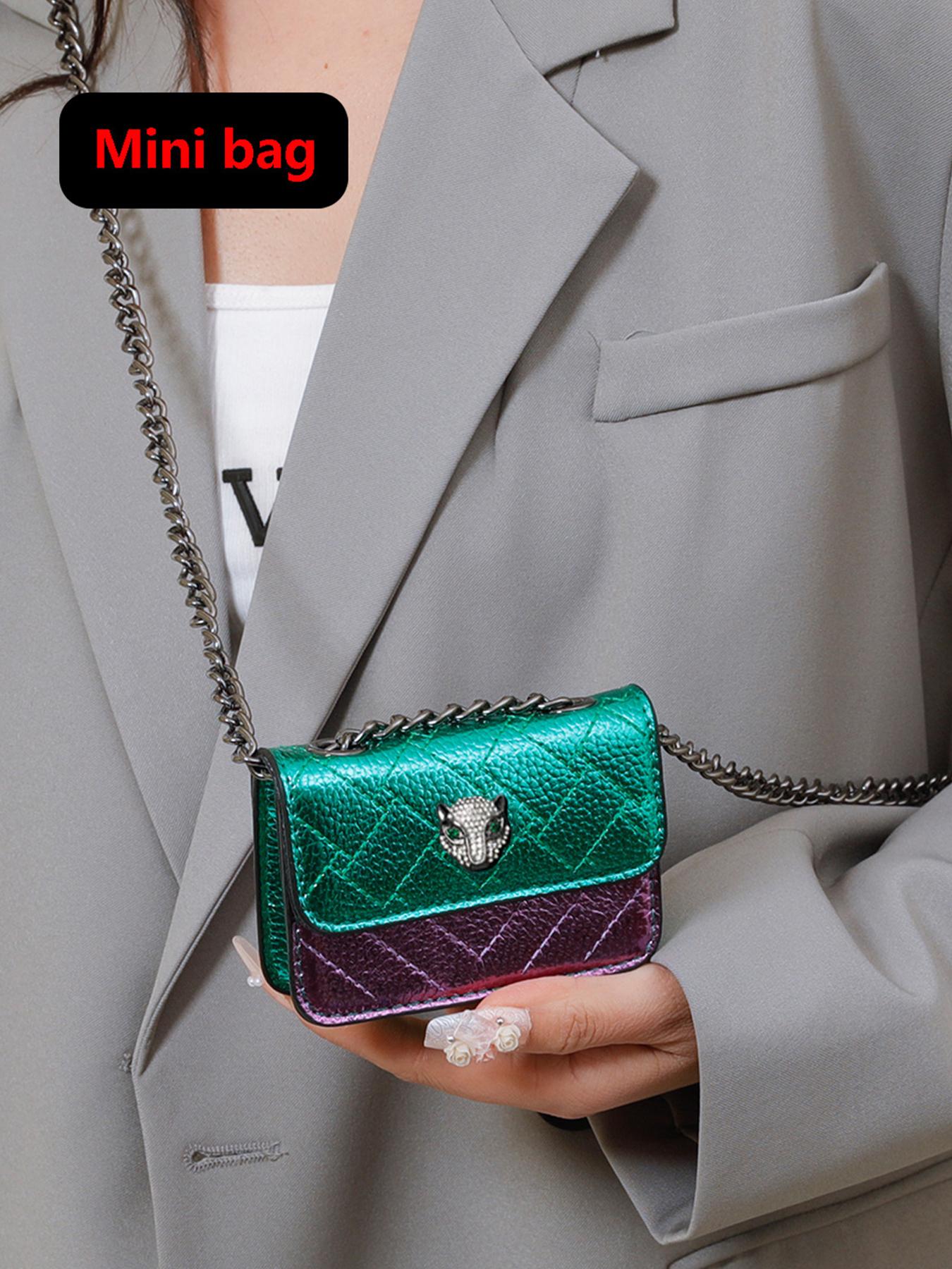 Ladies' shoulder crossbody bag, color blocked shoulder bag, hardware chain, diamond grid flip cover, fashionable, versatile, exquisite and trendy, suitable for daily travel, work, commuting, shopping, dating, ladies' crossbody bag, Flap Crossbody Purse