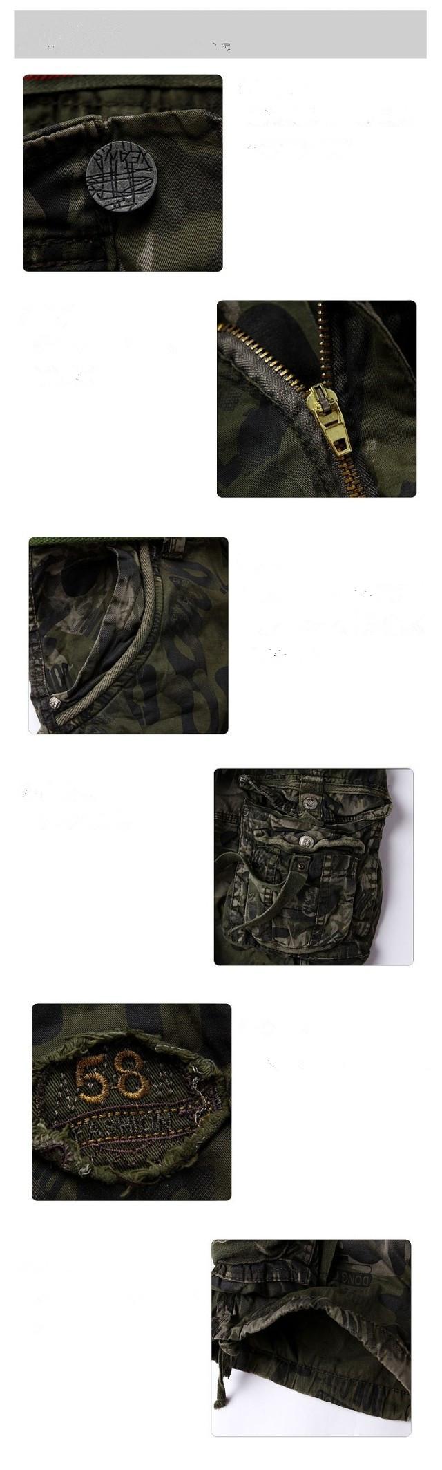 Men's summer tooling five-point pants, multi-pocket loose shorts, leopard print camouflage tooling medium pants (excluding belt)