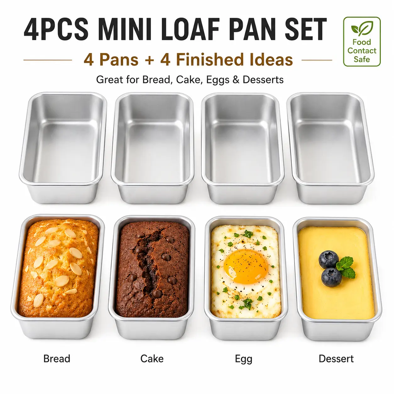 4pcs Mini Metal Loaf Pan Mold Set - Food Grade Rectangular Shape Metal Tins, Home Baking Multi-Use Pans, Air Fryer Kitchen Supplies for Bread, Cake