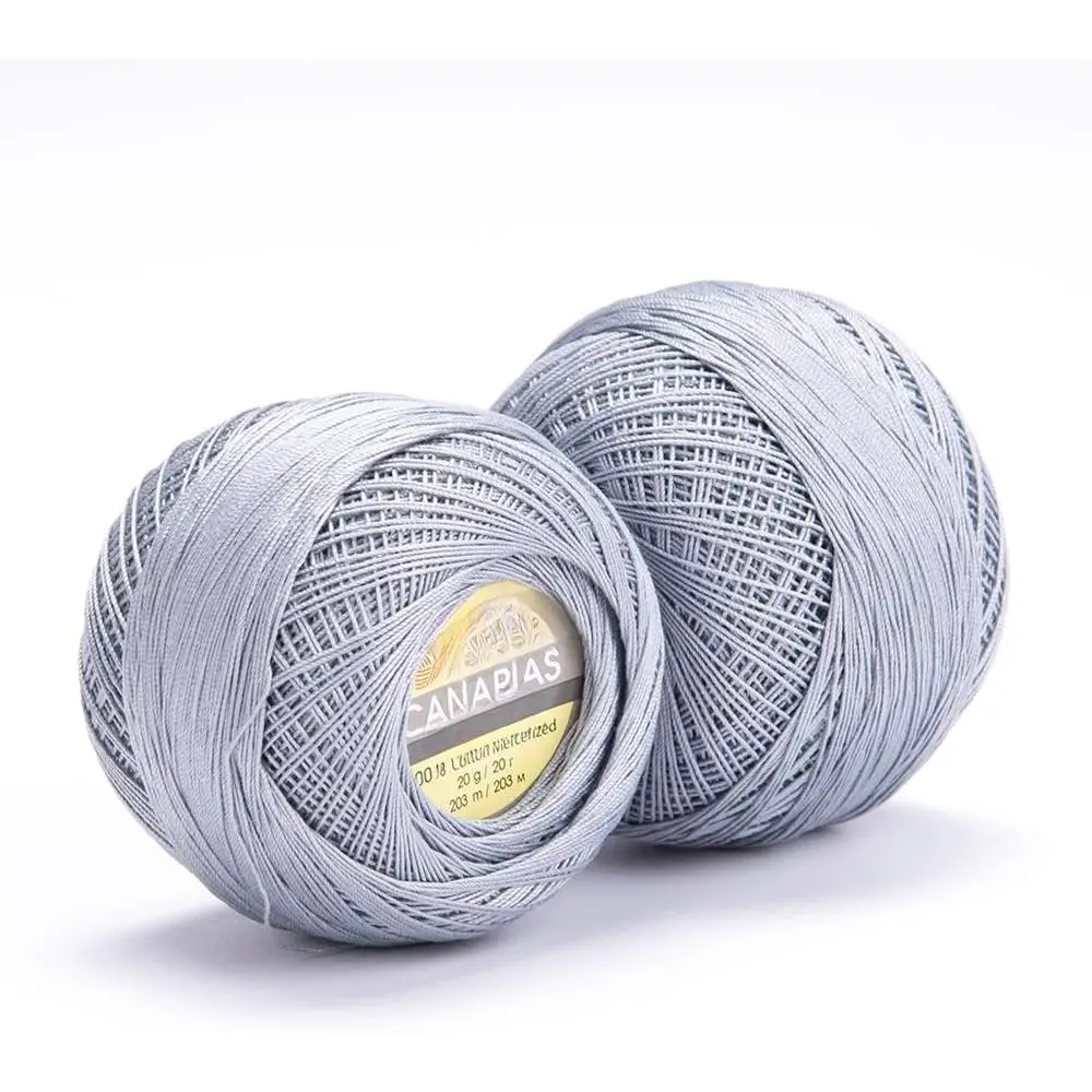 Canarias  Mercerized  Crochet Thread – 20g (0.7 oz), 203 Yards – Ultra Fine Lace Weight Yarn for Crochet, Lace, Doilies, Embroidery & Accessories (5326, Gray)