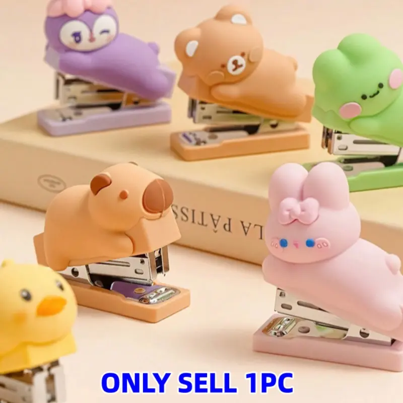 Mini Doll Stapler Set, 400 Pieces 24/6 Staples, Cartoon Design Duck Rabbit, Portable Office Binding Tool, Office Accessories, School Supplies, Classroom Supplies, Back-To-School Essentials
