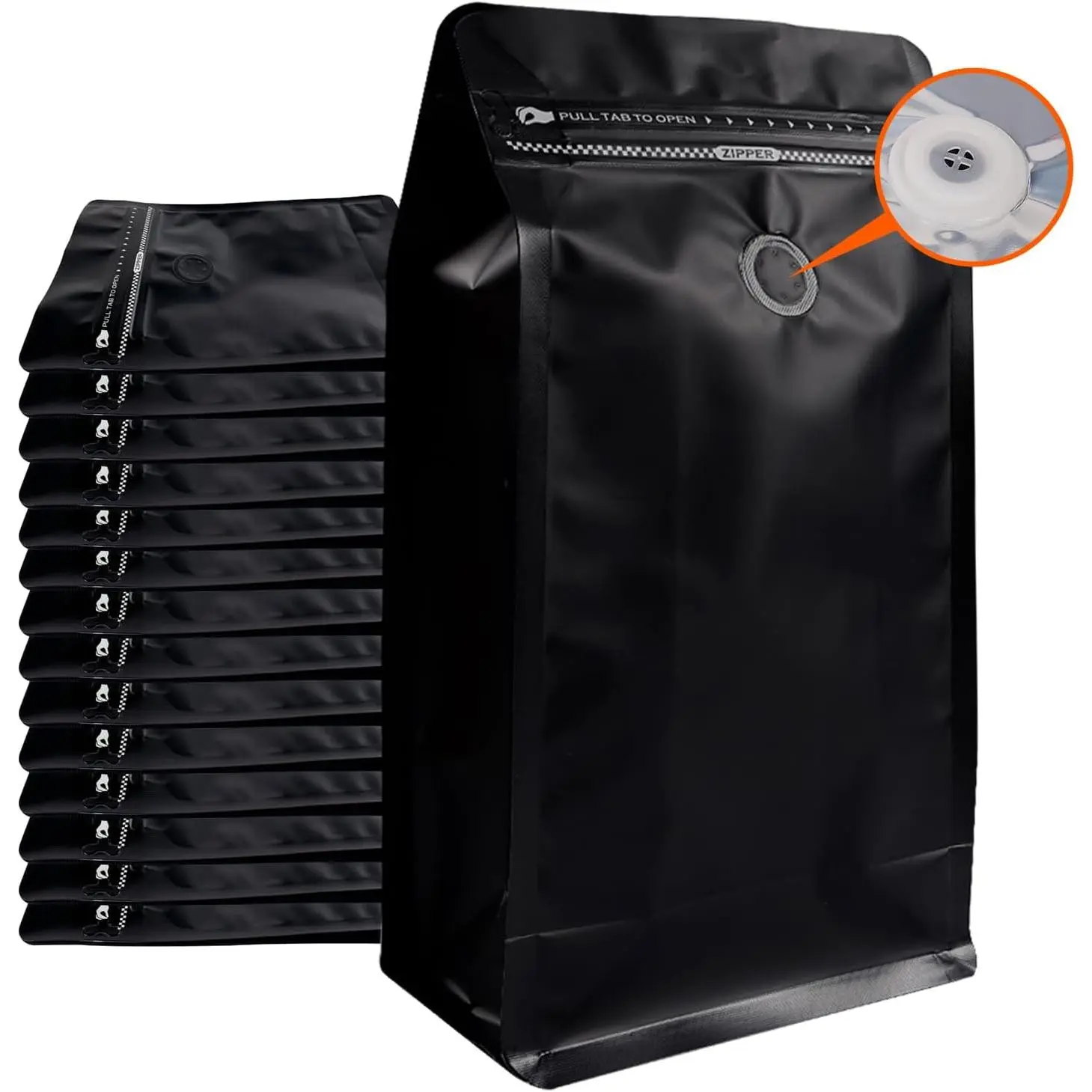Coffee Bags with Valve (50 PCS,8oz/0.5lb) Black High Barrier  Foil Flat Bottom Standing Coffee Beans Storage Packaging Bags,  Heat Seal Side Zipper Pouches for Small Business and