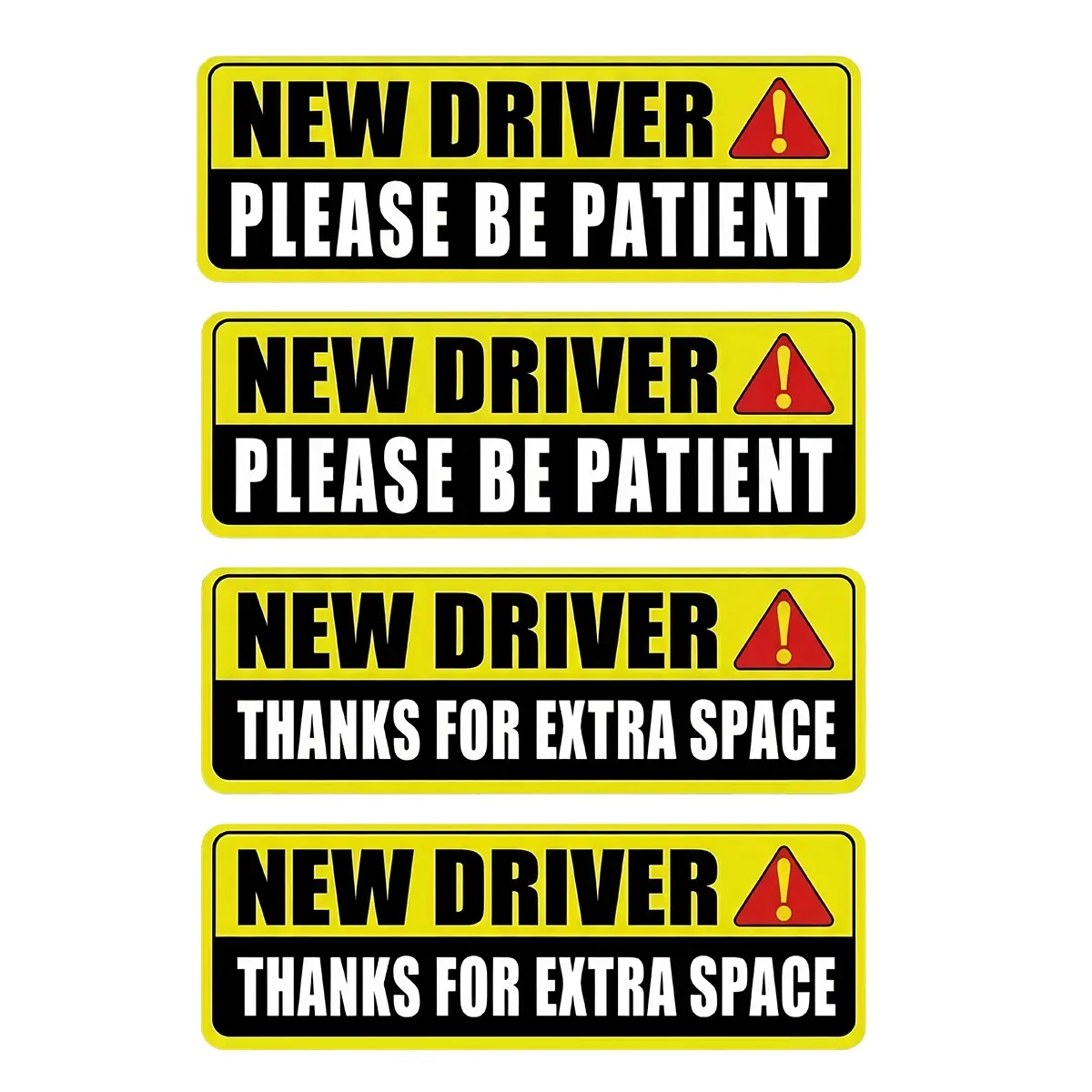 Beginner Driver Self-Adhesive Warning Sticker Set of 4, Student Driving Safety Warning Signs; Waterproof, Sunproof, Durable, and Fade-Resistant, High-Intensity Reflective; Suitable for Novice and Teen Drivers; The Best Choice for Beginner Drivers