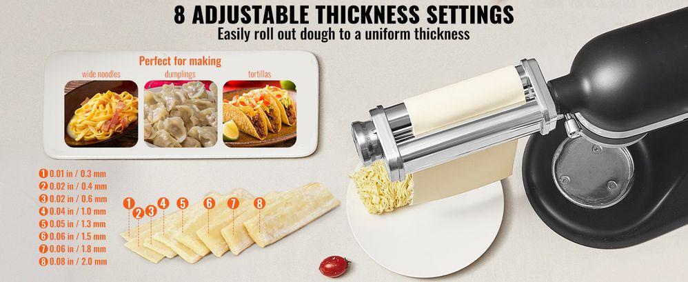 VEVOR Pasta Attachment for KitchenAid Stand Mixer, Stainless Steel Pasta Sheet Roller Attachment, Pasta Maker Machine Accessory with 8 Adjustable Thickness Knob, KitchenAid Pasta Attachment by  Utensils