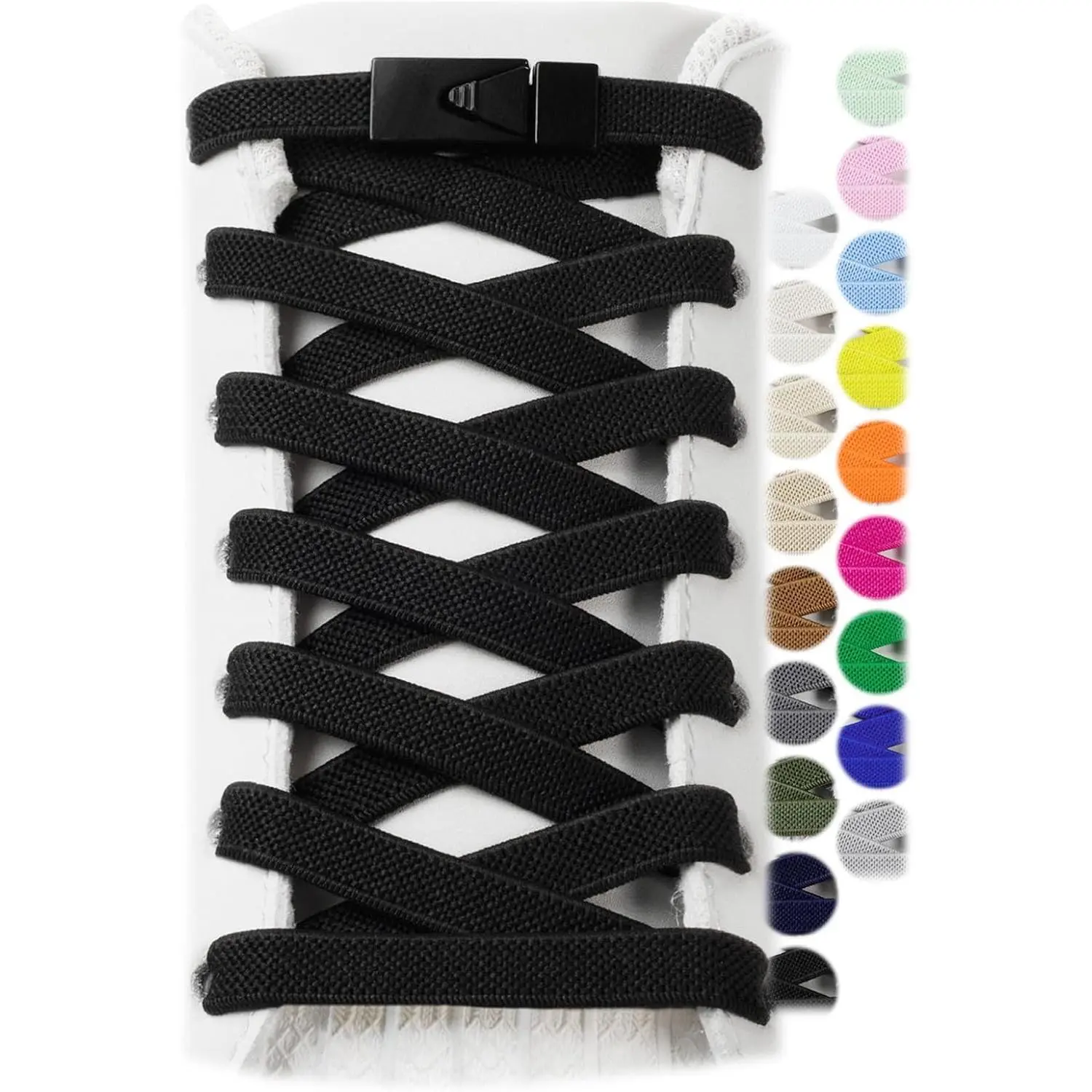 2 Pairs Elastic Shoe Laces for Sneakers No Tie Shoelaces for Adults and Kids 5/16" Wide One Size Fit All