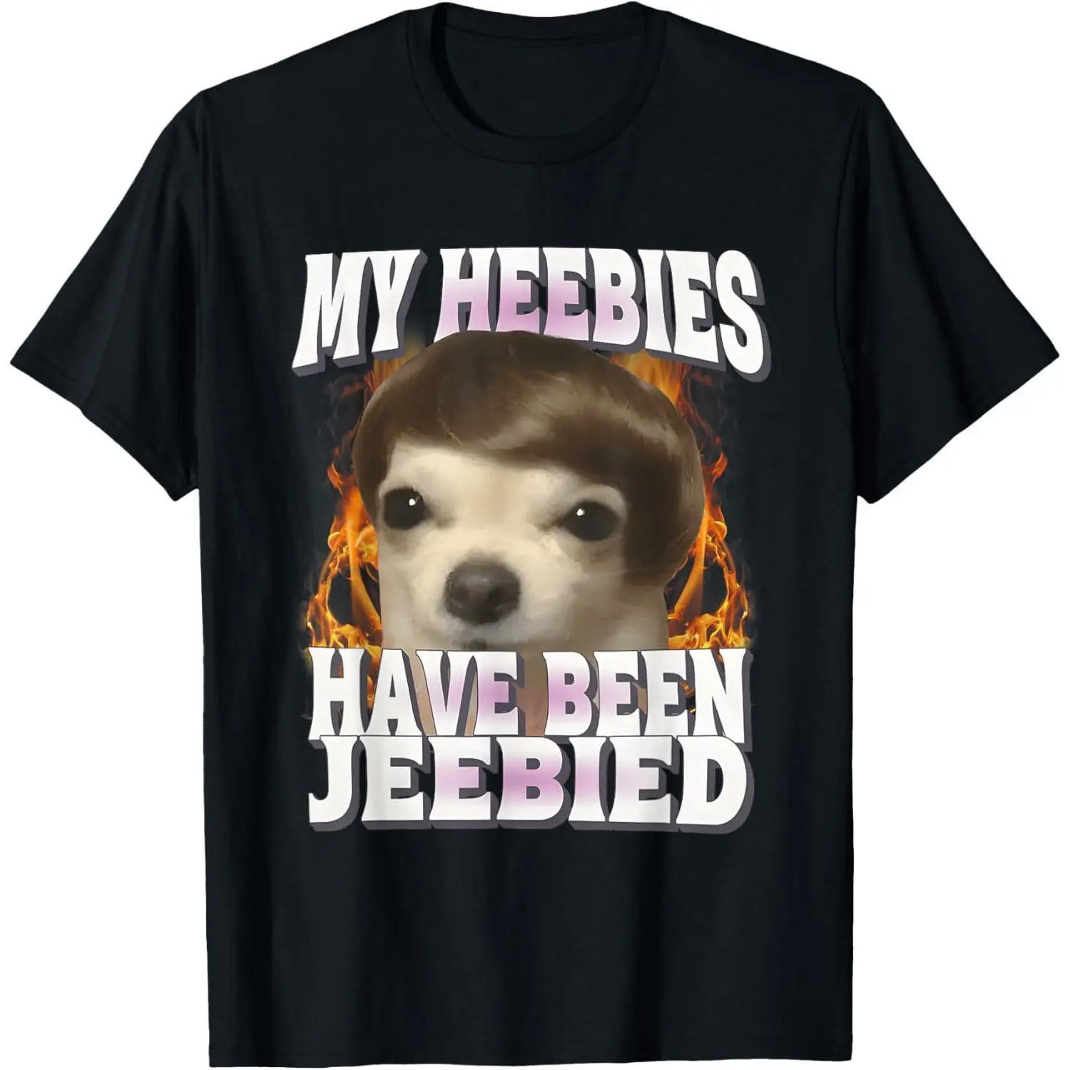 Women's Short-Sleeve Soft Round Neck Loose Tee - My Heebies Have Been Jeebied Funny Dog Meme Weird Unisex Casual Streetwear Slim-Fitting Top, Tops, Shortsleeve, Cotton, Meme Shirts Funny