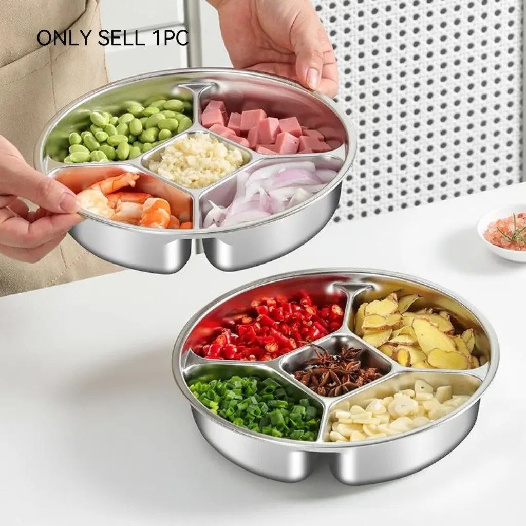 Food Grade 304 Stainless Steel Five Compartment Baby Food Steamer Tray, Electric Rice Cooker Handheld Steam Rack, Single Piece