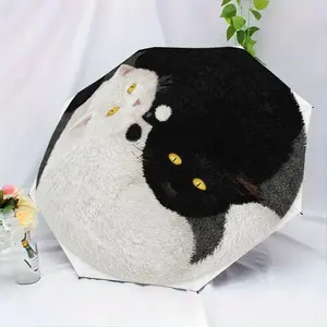 Cat Design Automatic Folding Umbrella, Portable Rain & Sun Protection, Perfect Gift for Christmas & Birthday