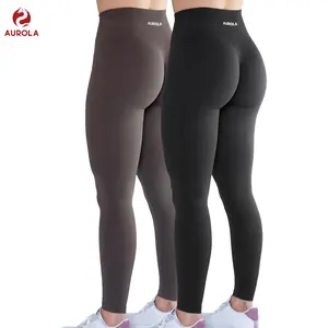 AUROLA 2 Pieces Set Intensify Workout Leggings for Women ,Seamless Scrunch Tights Tummy Control Pants