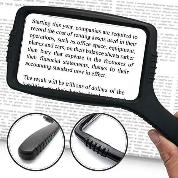 Size Magnifying Glass Wide Horizontal Lens(3X Magnification)- Shockproof Housing & Scratch Resistant Design W/Large Viewing Area Ideal for Reading Small Prints & Low Vision