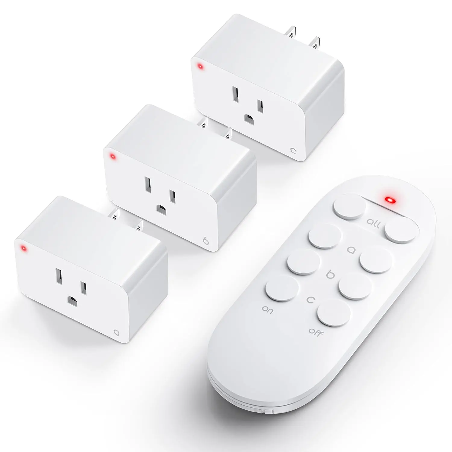Remote Control Outlet Plug, Remote Light Switches , Remote Outlet  Kit for Household Appliances, FCC Certified, 15A/1800W, 100FT Range, 1 Remote and 3 Outlets